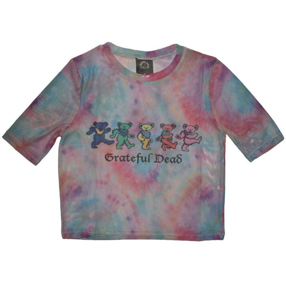 Grateful Dead Womens/Ladies Bear Crop Top / Light Blue